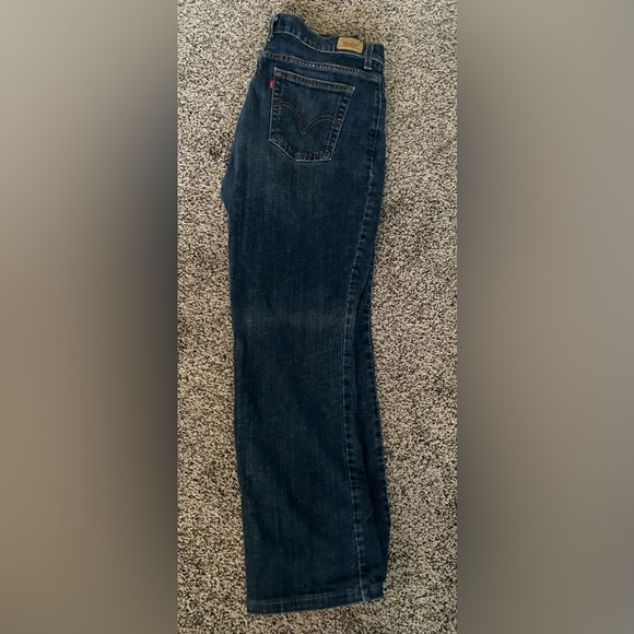 Levis 550 Jeans 14 Dark Blue Stretch Denim Relaxed Boot Cut 14M Shortened Cuff - Picture 1 of 8